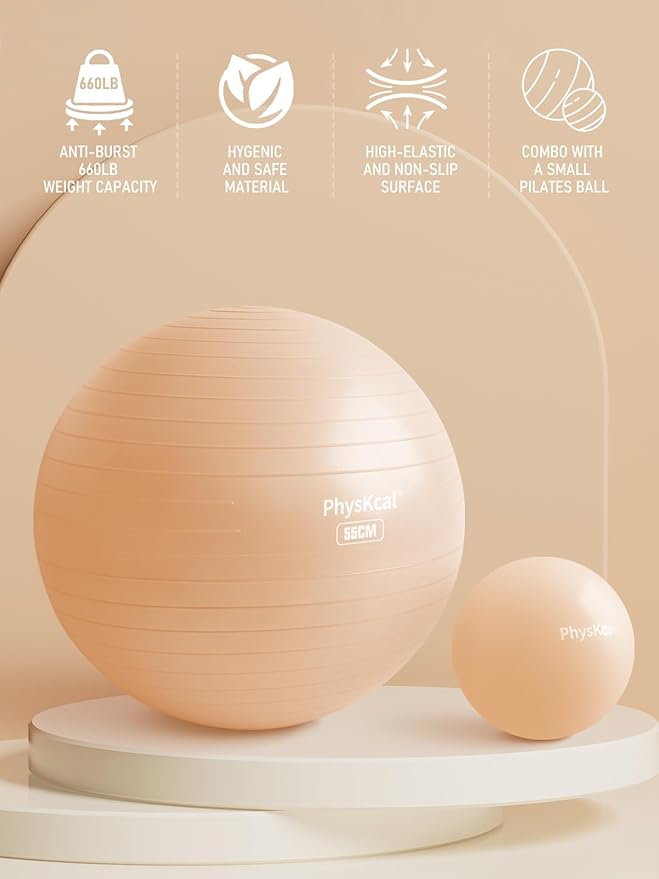 Yoga Ball for Exercise, Pilates Set, 4 Sizes Fitness Ball for Workout, Birthing, Pregnancy, Physical Therapy- Pump Included-StrideForce Fitness