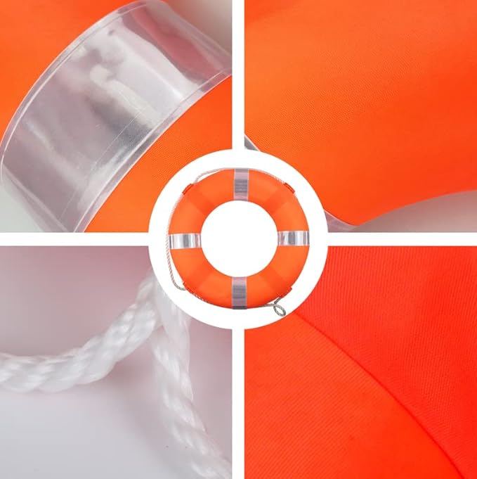 Lifebuoy Set 20Inch Life Preserver Ring and Water Floating Lifesaving Rope 98.4FT,Swim Foam Buoy,Swimming Pool Safety Throwing Ring with Perimeter Rope,Throwable Flotation Device-StrideForce Fitness