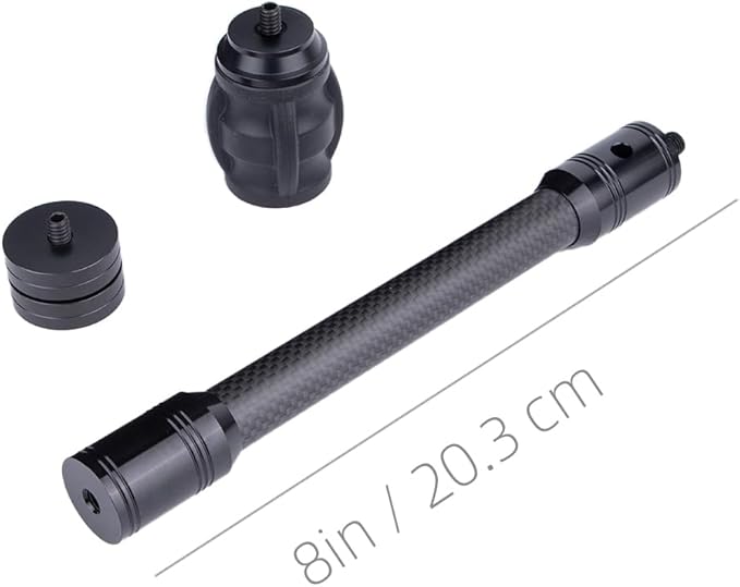 Archery Bow Stabilizer for Compound Bow, Carbon Fiber Bow Balance Bar, Damping System and Weights Kit, 6/8/10/12/in-StrideForce Fitness