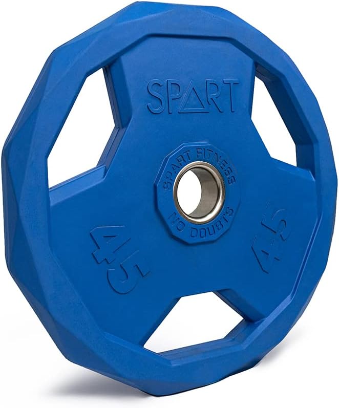 SPART Color Coded Weight Plate 2-Inch Rubber Coated Olympic Grip Plate for Barbell, Solid Cast Iron Weight Plates for Strength Training, Weightlifting, Crossfit, Home Gym, 2.5LB/5LB/10LB/25LB/35LB/45LB, Pair-StrideForce Fitness