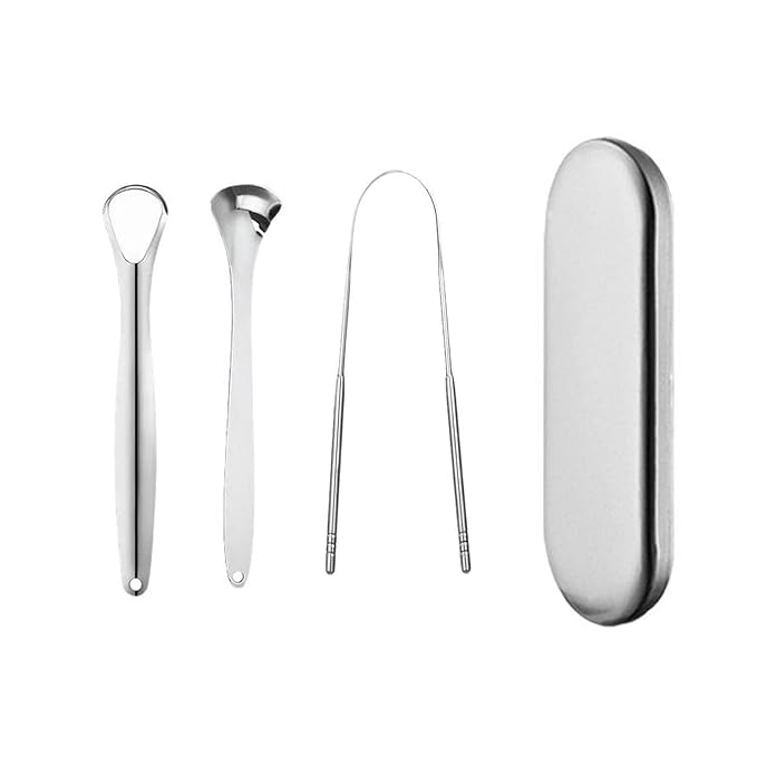 3pcs Stainless Steel Tongue Scraper Kit – Deep Clean Thick Coating & Eliminate Bad Breath, Flexible Bristle-Free Design with Comfort Handle, Hygienic Oral Cleaner for Daily Use & Travel