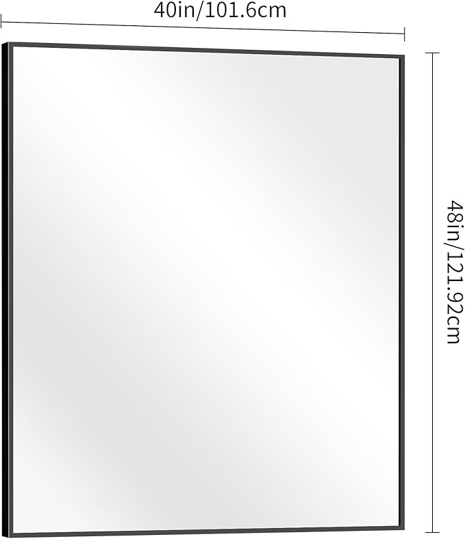 Bathroom Mirror,40x48 inch Bathroom Mirrors for Over Sink,Large Wall Mirror for Bathroom Wall Mounted Rectangle Mirrors,Black Vanity Mirror for Living Room,Bedroom Entryway,Horizontal/Vertical-StrideForce Fitness