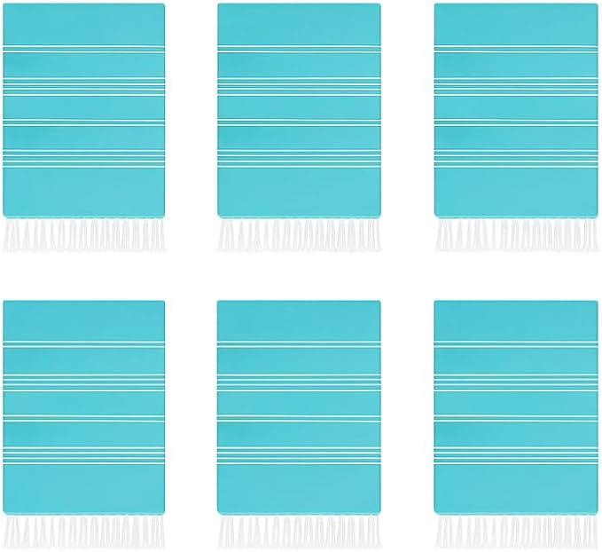 HAVLULAND Turkish Cotton Beach Towels, Bath Towel, Oversized 72"x40", Quick-Dry, Absorbent, Lightweight, Sand-Free, Ideal for Beach, Pool, Yoga, Travel, Camping Pack of 6 Turquoise-StrideForce Fitness