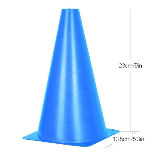 Alyoen 9 inch Traffic Cones, Plastic Sport Cones, Blue Soccer Training Cones for Outdoor Activity & Festive Events (Sets of 10/15/ 20)-StrideForce Fitness