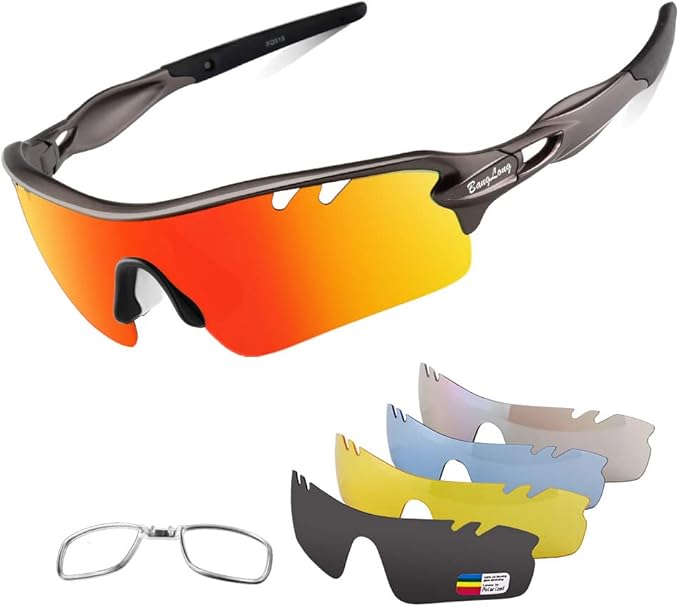 BangLong Polarized Sports Sunglasses Cycling Sun Glasses for Men Women with 5 Interchangeable Lenes for Running Baseball Golf-StrideForce Fitness