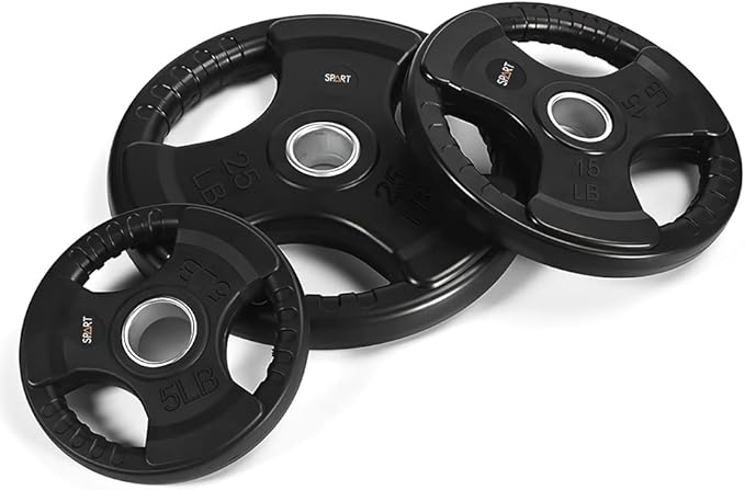 SPART Weight Plate 2-Inch Rubber Coated Olympic Grip Plate for Barbell,Solid Cast Iron Weight Plates in Pairs or Single for Strength Training,Weightlifting,Crossfit,Home Gym(5LB/10LB/25LB/35LB/45LB)-StrideForce Fitness