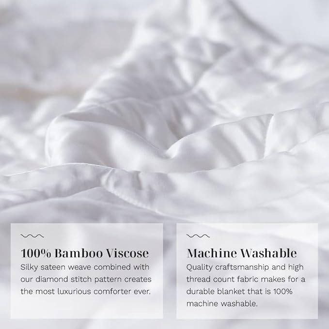 LUXOME Lightweight Blanket | 100% Rayon (Viscose) from Bamboo Fabric & Fill | Full/Queen - 86"x92" | Super Soft | Thermal-Regulating | White-StrideForce Fitness