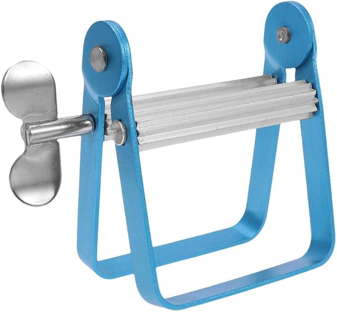 Healifty Metal Toothpaste Tube Squeezer - Rolling Toothpaste Squeezer, Paint Tube Wringer for Toothpaste, Artist, Hair Salon, Painter (Blue)