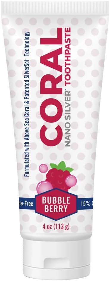Coral White Kids Toothpaste - Bubble Berry Fluoride Free with Nano Silver & Coral Calcium | 4oz