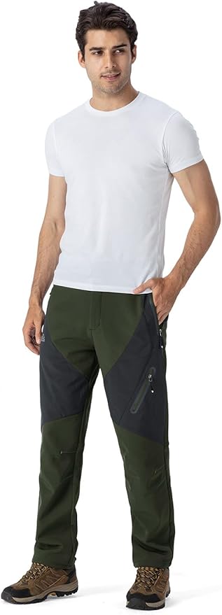 YSENTO Men's Fleece Lined Ski Snow Pants Winter Waterproof Softshell Insulated Hiking Cargo Pants-StrideForce Fitness