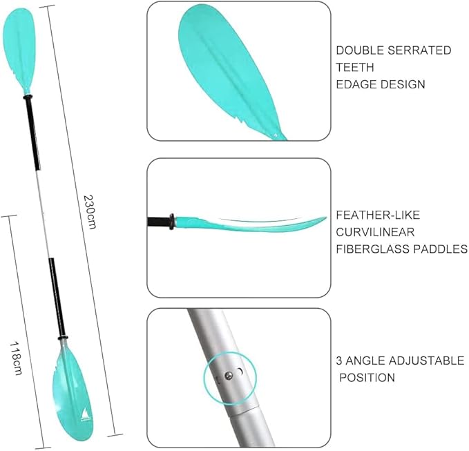 Kayak Paddle - Adjustable 2 Pieces Aluminum Alloy Shaft with Glass Fiber Blade for Surfing,Oar Fishing Easy Packable Travel-StrideForce Fitness