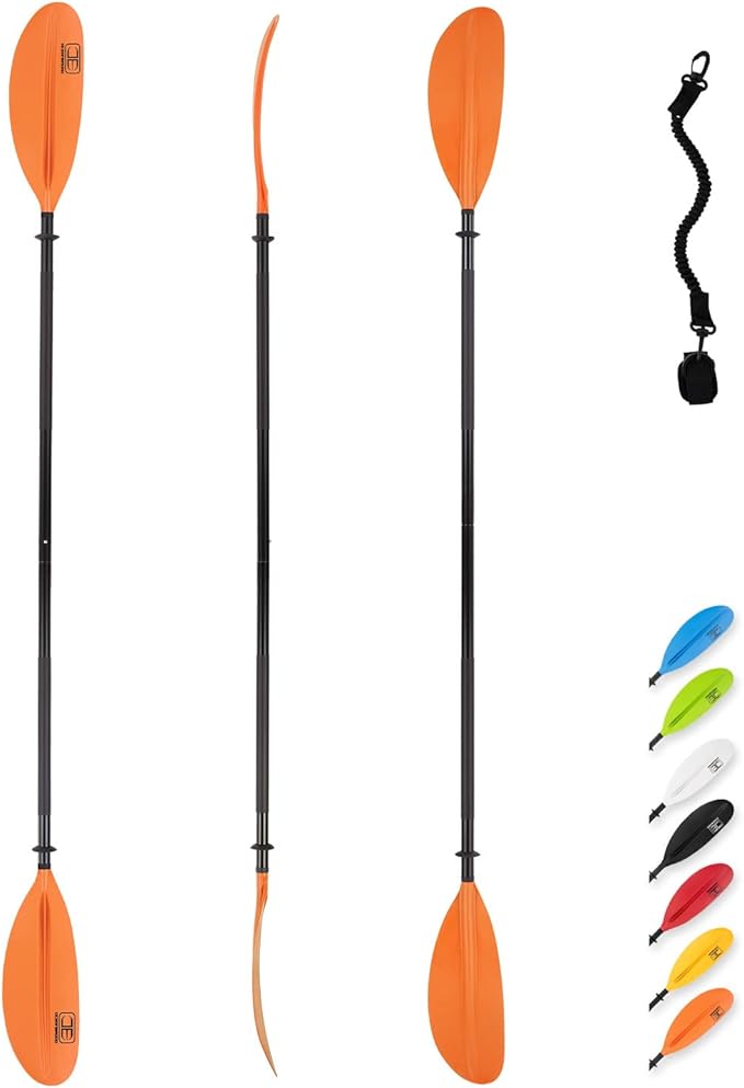 OCEANBROAD Kayak Paddle 86in/218cm, 90.5in/230cm, 95in/241cm Alloy Shaft Kayaking Boating Canoeing Oar with Paddle Leash-StrideForce Fitness