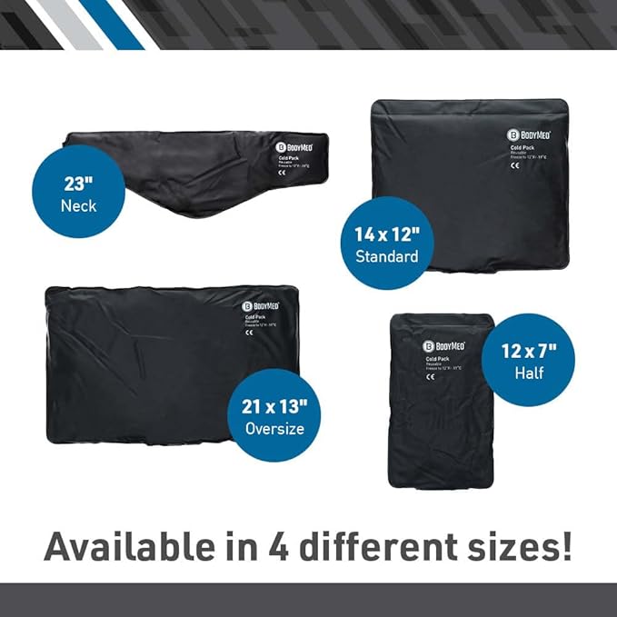 BodyMed Heavy Duty Reusable Urethane Ice Pack for Knee, Arm, Elbow, Shoulder, Back - Professional Grade Cold Therapy for Injuries, Aches, Swelling, Bruises, Sprains - 12 in. x 7 in. (Half)-StrideForce Fitness