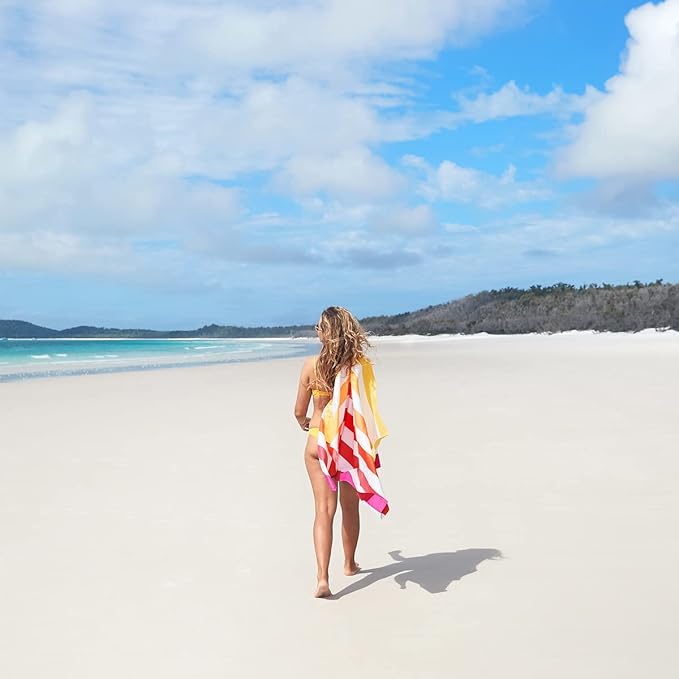 Dock & Bay Beach Towel - Quick Dry, Sand Free - Compact, Lightweight - 100% Recycled - Includes Bag - Summer - Peach Sunrise - Extra Large (200x90cm, 78x35)-StrideForce Fitness