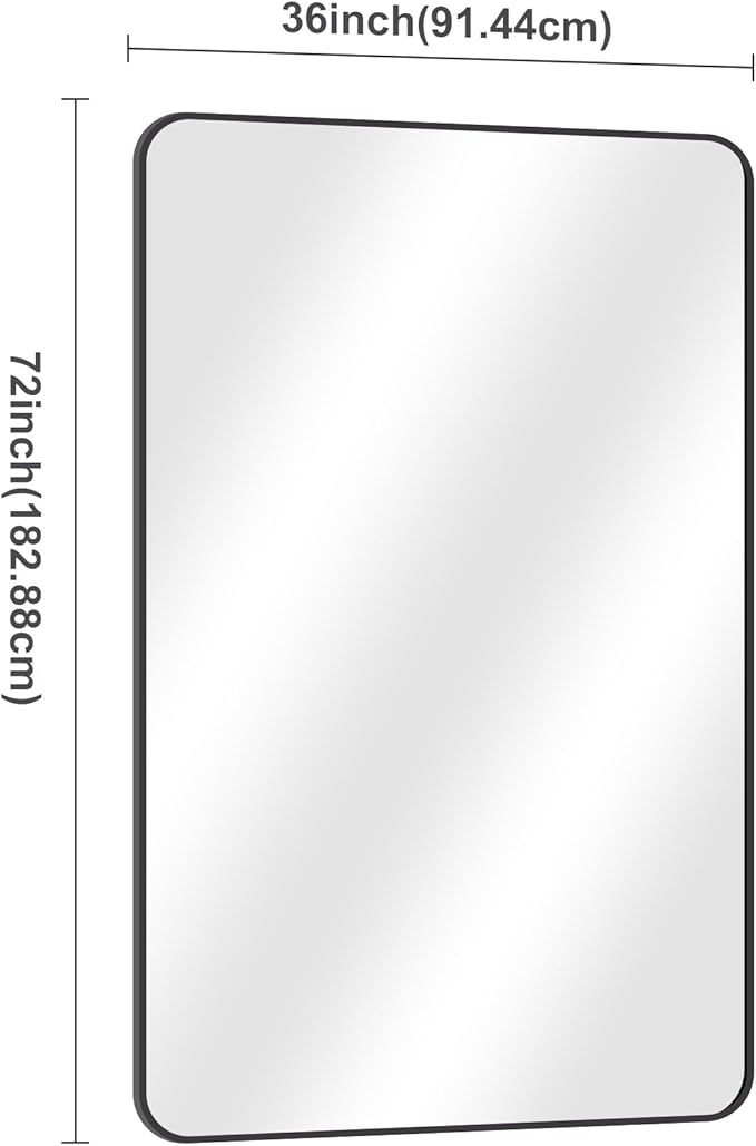 60" x 36"Bathroom Mirror, Matte Black Wall Mirror with Metal Frame, Decorative Rectangular Vanity Mirror for Bedroom Bathroom Living Room Entryway (Horizontal/Vertical)-StrideForce Fitness