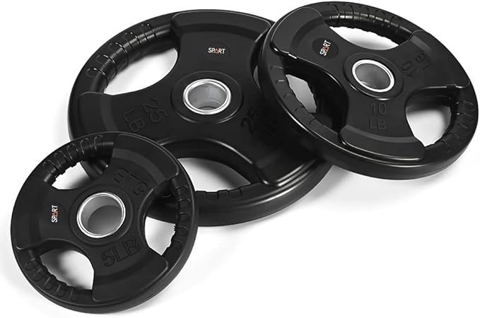 SPART Weight Plate 2-Inch Rubber Coated Olympic Grip Plate for Barbell,Solid Cast Iron Weight Plates in Pairs or Single for Strength Training,Weightlifting,Crossfit,Home Gym(5LB/10LB/25LB/35LB/45LB)-StrideForce Fitness