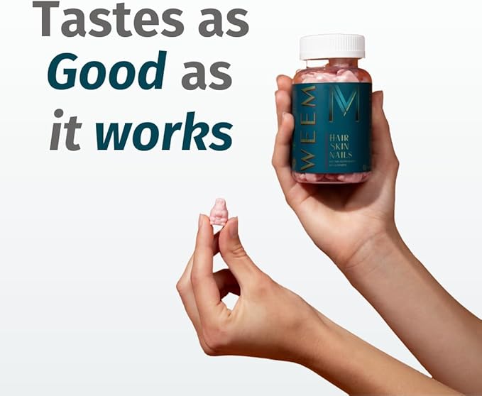 WEEM Hair Skin and Nails Gummies - Supports Healthy Hair - Vegan biotin Vitamins for Women & Men Supports Faster Hair Growth, Stronger Nails, Healthy Skin, Extra Strength (1)-StrideForce Fitness