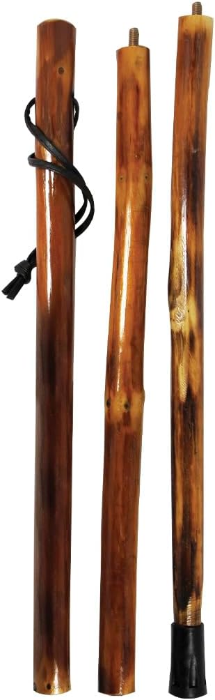 SE 3 Piece 55" Detachable Pine Wood Walking/Hiking Stick with Metal Tip, Reinforced Rubber Tip, and Water-Resistant Travel Pouch - Portable and Durable for Outdoor Adventures-StrideForce Fitness