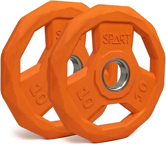 SPART Color Coded Weight Plate 2-Inch Rubber Coated Olympic Grip Plate for Barbell, Solid Cast Iron Weight Plates for Strength Training, Weightlifting, Crossfit, Home Gym, 2.5LB/5LB/10LB/25LB/35LB/45LB, Pair-StrideForce Fitness