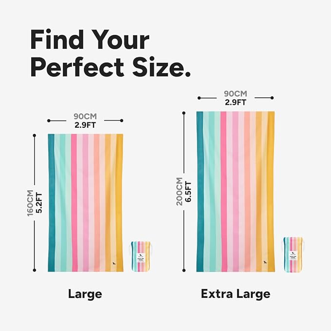 Dock & Bay Kid's Towel - for Beach Use - Quick Dry, Sand Free - Compact, Lightweight - 100% Recycled - Includes Bag - Coastal Candy, Large (160x90cm, 63x35)-StrideForce Fitness
