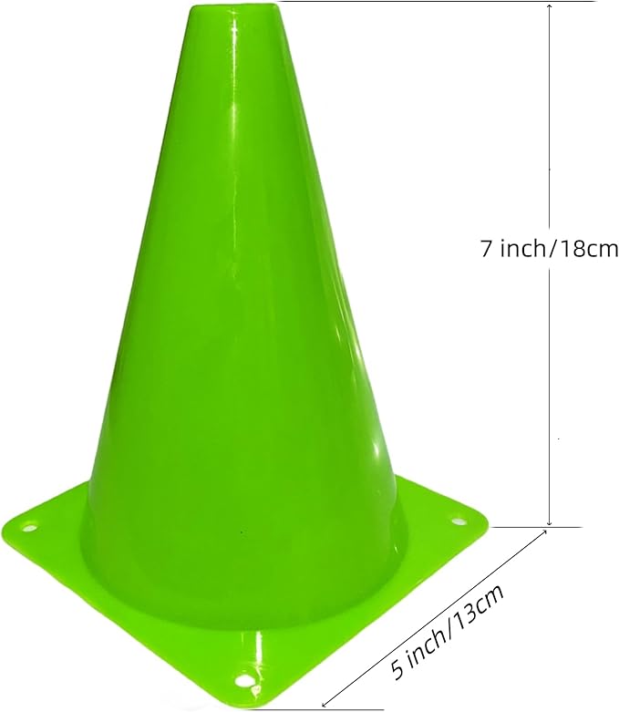 24 Pcs 7 Inch Plastic Traffic Cones, Basketball Football Drills, Skating, Sport Training Agility Markers, Indoor Outdoor Games, Multicolor-StrideForce Fitness