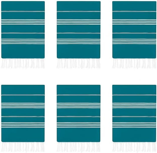 HAVLULAND Turkish Beach Towels Oversized -100% Turkish Cotton Super Soft Lightweight - Absorbent and Quick Drying Bath Towel - Sand Free Beach Towel - Turkish Towels for Adults (Teal, 6 Pack)-StrideForce Fitness