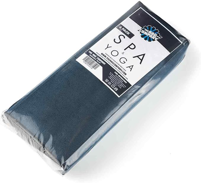 The Rag Company Microfiber Spa and Yoga Towel - Soft and Absorbent Towel for Gym, Spa, Exercise, Hotel, and Resort Use - Dries Fast - 16x27 inches, Midnight, 6-Pack-StrideForce Fitness