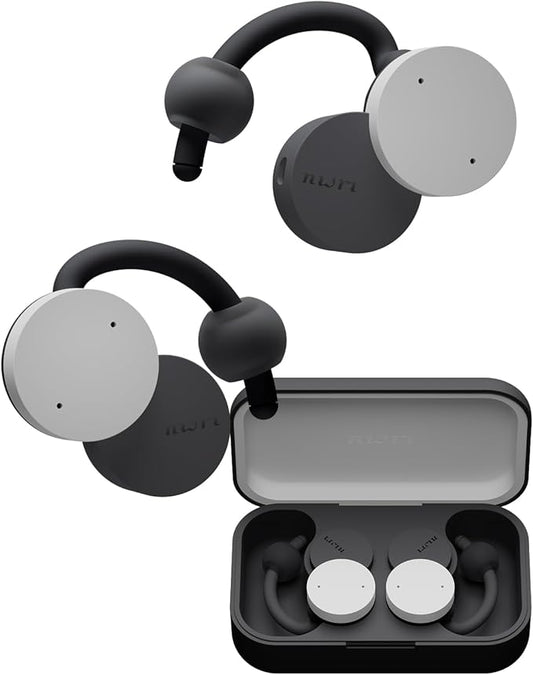 nwm DOTS Wireless On-Ear Speakers (Open Ear Earphones) Sound Leakage suppressed (PSZ Technology - Bone Conduction Alternative) with Optimal Microphone Function Designed in Japan | Stone White-StrideForce Fitness