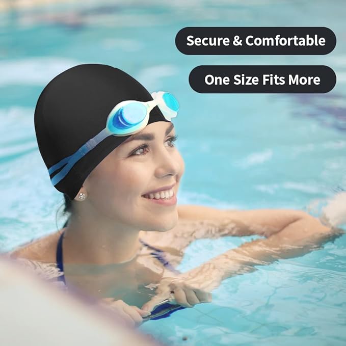 2pcs Cloth Swim Caps for Both Women & Men & Kids Fabric Durable Non-Waterproof Elastic Swimming Pool Cap Bathing Cap for Long and Short Hair-StrideForce Fitness