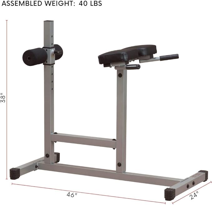 Body-Solid Back Hyperextension Machine for Lower Back Extension, Ab Crunch, Glutes and Hamstrings Exercise, Roman Chair for Abdominal and Core Training, Home Gym Equipment, Silver/Black-StrideForce Fitness