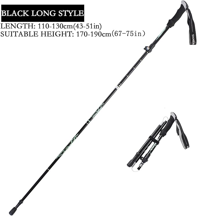 Trekking Poles - 1pc Sports Aluminium 7075 Anti Shock Walking Trekking Hiking Stick Pole,Ultralight Alpenstock,Adjustable Quick,Single Collapsible Pole-StrideForce Fitness