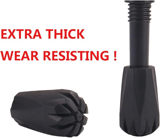 Trekking Pole Accessories Extra Thick and Wear Resisting Rubber Tips Snow Support Mud Support for Hiking Poles for All Common Trekking Poles, Hiking Sticks, Nordic Walking Poles with a Inner Diameter of 11mm/0.43"-StrideForce Fitness