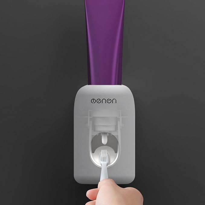 No-Drill Wall Mounted Toothbrush Holder,with 1 Automatic Toothpaste Dispenser (1 Dispenser)