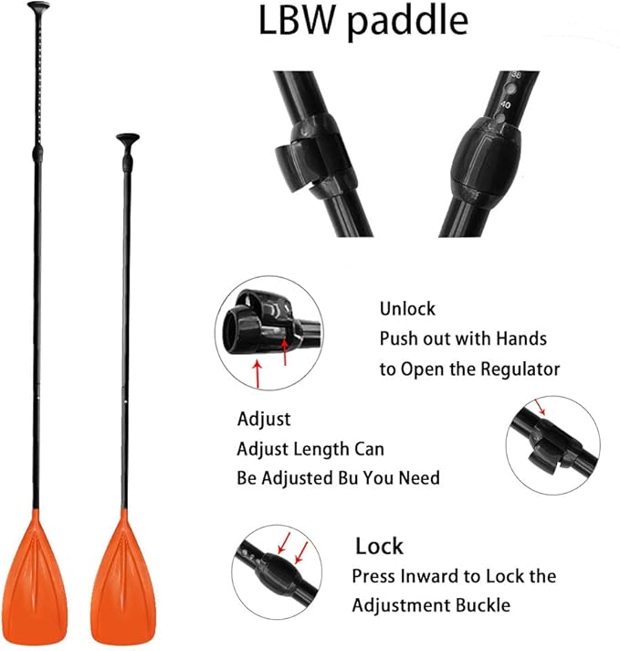 LBW 3 Piece SUP Paddle Board Paddle Floating Portable Paddleboard Accessories Adjustable Double Holes Lock Sturdy & Ergonomic for Surfing Beginner-StrideForce Fitness