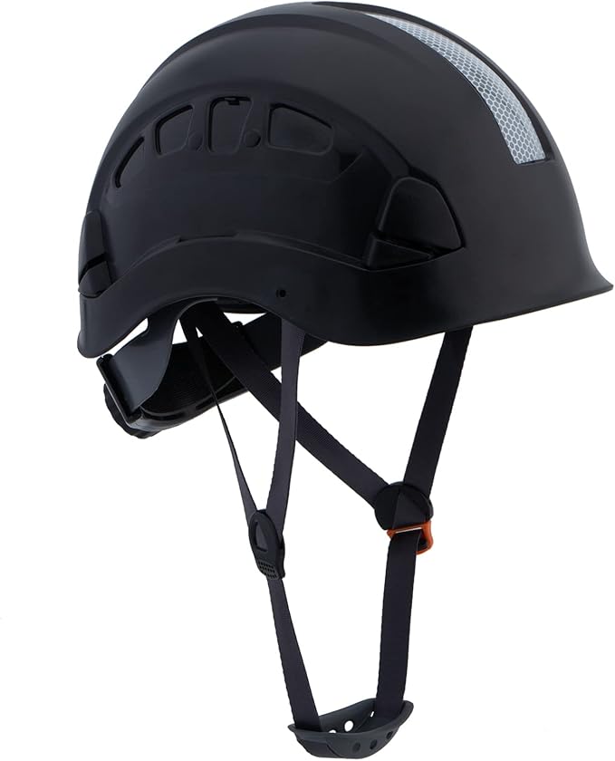 Hard Hats Construction Safety Helmet ANSI Z89.1 Approved OSHA Hardhat, LOHASPRO Vented Men Worker Black Hard Hat with Chin Strap Tree Climbing Rescue Arborist Helmet (P2 Black)-StrideForce Fitness