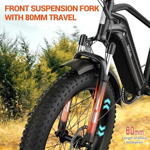 SISIGAD Electric Bike for Adults, 1500w | 50Miles | 32Mph Electric Mountain Bike - 48V 15Ah Removable Built-in Battery, 26" Fat Tire Dirt Ebike - 7Speed Shock Absorber E-MTB UL2849 Tested for Commute-StrideForce Fitness