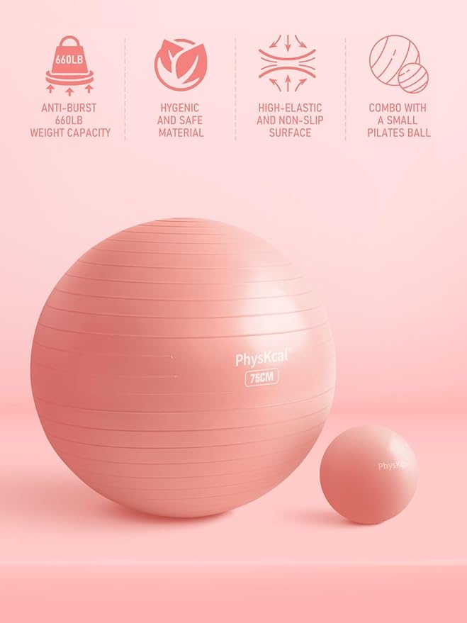 Yoga Ball for Exercise, Pilates Set, 4 Sizes Fitness Ball for Workout, Birthing, Pregnancy, Physical Therapy- Pump Included-StrideForce Fitness