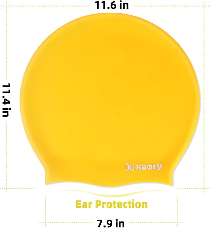 Keary Extra Large Swim Cap for Braids and Dreadlocks Extensions Weaves Long Hair, Waterproof Silicone Cover Ear Bath Pool Shower Swimming Cap for Adult Youth to Keep Hair Dry, Easy to Put On and Off-StrideForce Fitness