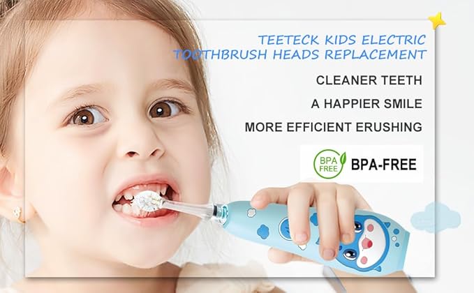 TEETECK 5 Pack Kids Toothbrush Replacement Heads Compatible with SEAGO- 513/977/EK6,Compatible with Brush-Baby WildOnes/KIDZSONIC（Not BabySonic Series）,Compatible with Dada-Tech-BB1/977/K6