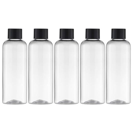 Tekson Plastic Travel Bottles 3.4 oz, Travel Size Containers for Shampoo, Empty Mouthwash Bottles with Black Screw Cap (100ml, Clear)