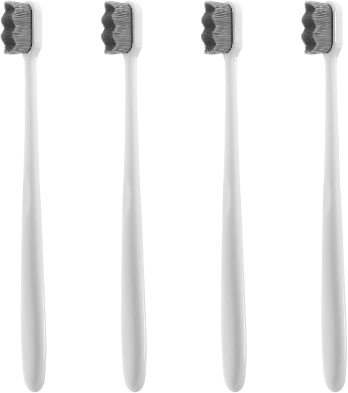 TEHAUX Super Soft Toothbrushes for Adults and 4Pcs Extra Soft Bristles Manual Toothbrush Set with Small Head Portable for Sensitive Gums and Daily Oral Care