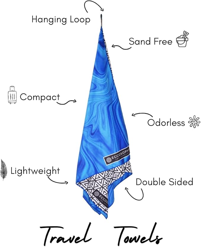 ECCOSOPHY Microfiber Beach Towel - Sand Free Towels are Quick Dry, Light Weight, Super Absorbent - Perfect Pool, Travel, Cruise, Camping Essentials - Oversized Extra Large for Adults 71x35 in-StrideForce Fitness