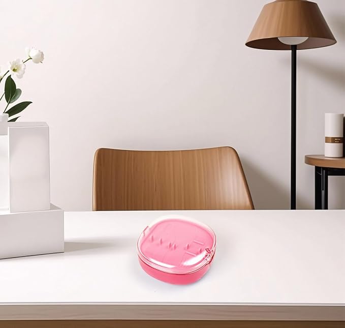 Retainer Case, Aligner Cases for Invisalign, Retainer Holder Case with Removal Tools& Aligners Chewies & Brush, Removable Inner Tray Silicone for Easy Cleaning - Pink