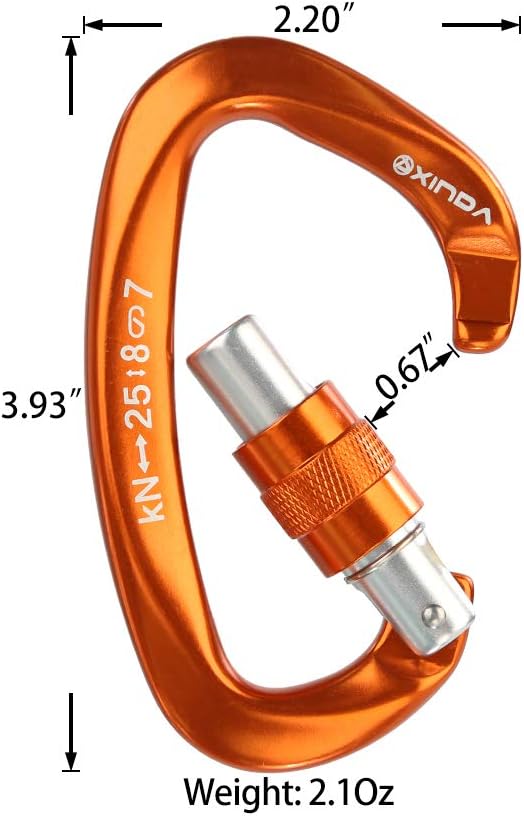 Screwgate Locking Carabiner Clip - Professional Rock Climbing Carabiner Screw Lock,Heavy Duty Carabiners for Climbing,Mountaineer,Hammock,Camping,Outdoor Equipment-StrideForce Fitness