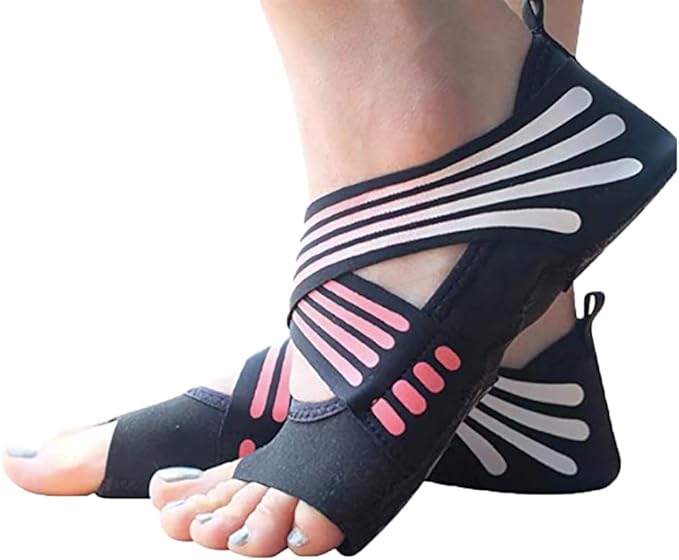 ABIRAM Yoga Socks Toeless Non-Slip Grips & Straps, for Pilates, Barre, Ballet, Bikram, Workout for Women-StrideForce Fitness