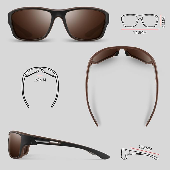 Polarized Sports Sunglasses for Men Women,Fishing Driving Rectangular Goggles UV400 Protection-StrideForce Fitness