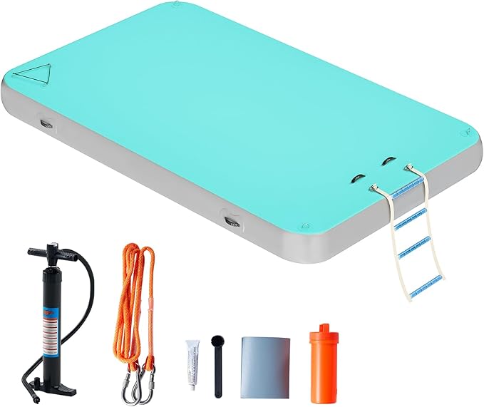Specraft Inflatable Floating Dock, Non-Slip Air Dock Platform loating Island Raft with Rope Ladder for Pool Lake Beach Ocean-StrideForce Fitness