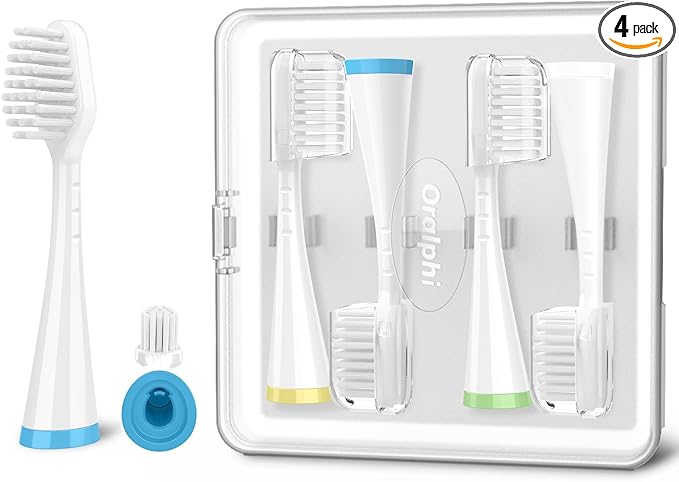 Oralphi Sensitive Gum Care Replacement Brush Heads for Waterpik Complete Care 5.0/9.0 (CC-01/WP-861), STRB-3WW, Ultra Soft Bristles with Cover, Sonic Electric Tooth Brush Refill Heads (4-Pack, White)