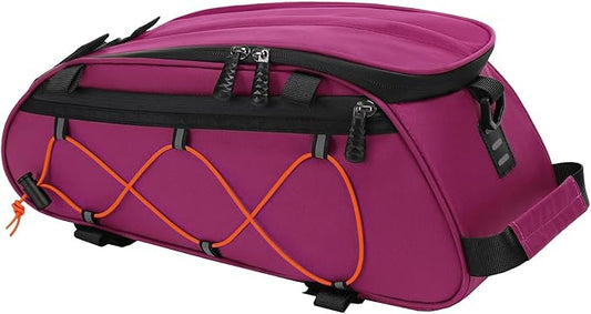 MOSISO Bike Rack Bag with 2 Removable Panniers, Waterproof Bike Trunk Cooler Storage Handbag Insulated Bicycle Rear Seat Pouch, Bicycle Storage Saddle Shoulder Bag Cycling Luggage Pouch, Rose Red-StrideForce Fitness