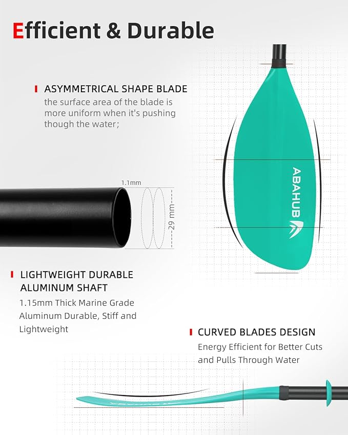 Abahub Adjustable Kayak Paddle 210-230 cm/ 230-250 cm Floating Kayaking Oars Boating Oars Canoeing Oars Black-StrideForce Fitness